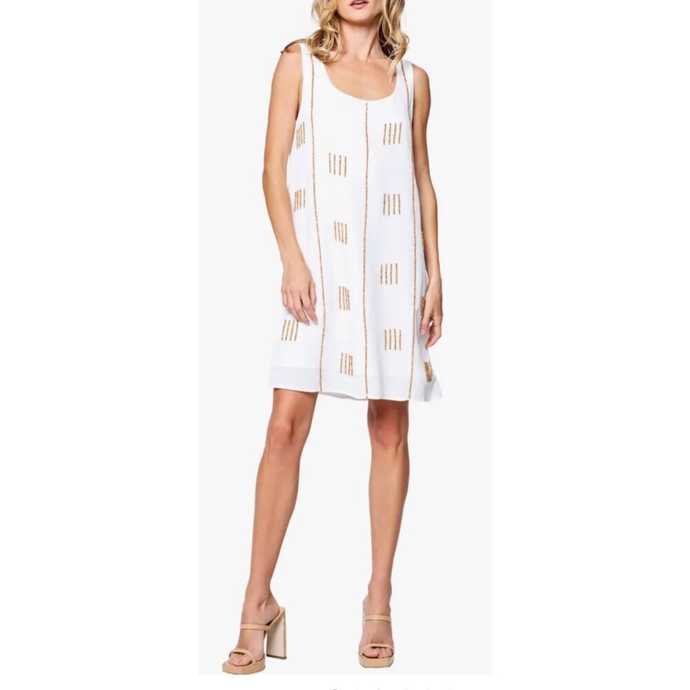 NWOT CIEBON Misella Beaded Sleeveless Dress In White size S
